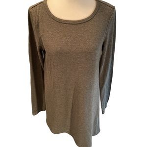 Joan Vass Heather Gray High Low / Asymmetrical Long Sleeve Scoop Neck Sweater M